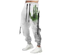 LUNULE Outlet Angebote, Jogginghose Herren Jogginghosen Für Herren Drucken Lang Hosen Sweathose Mit Kordelzug Elastische Taille Streetwear Aesthetic Clothes Tactical Pants(White,XXL)