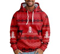 LUNULE Oversize Hoodie Herren Weihnachten Druck Langarm Kapuzenpullover Mit Tasche Xmas Hoodies Christmas Pullover Kapuze Herbst Winter Warm Sweatshirt Casual Weihnachtspullover Weihnachtspulli