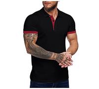 LUNULE Poloshirt Herren Sommer Farbblock Button Down Revers Kurzarm Polohemd Männer Regular Fit Golf Poloshirts Casual Basic Polo T-Shirts Outdoor Atmungsaktiv Sportshirt Businesshemd Freizeithemd