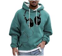 LUNULE Sportbekleidung Polyester Tshirt Herren Laufshirt Herren Langarm MäNner 3D Druck Langarm Kapuzenpullover Casual Warm Longsleeve Hoody Sweater Herbst Winter Langarm Herren (Cyan, XXL)
