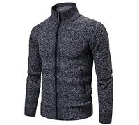 LUNULE Strickjacke Herren Herbst Winter Langarm Strick Jacke Mit Stehkragen Männer Feinstrick Fleecejacke Sweatjacke Reißverschluss Gestrickt Cardigan Slim Fit Trachtenjacke Klassisch Strickmantel