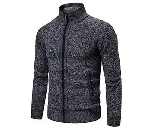 LUNULE Strickjacke Herren Herbst Winter Langarm Strick Jacke Mit Stehkragen Männer Feinstrick Fleecejacke Sweatjacke Reißverschluss Gestrickt Cardigan Slim Fit Trachtenjacke Klassisch Strickmantel