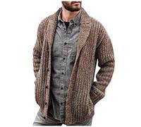 LUNULE Strickjacke Herren Revers Cardigan mit Tasche und Knöpfe Warme Strickpullover Lose Strickjacke Casual Winter Jacke Mantel für die Arbeit Zuhause Hausjacke Pulli angenehme Übergangsjacke