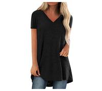 LUNULE Summer Dress WeißEs Kleid Spitzen Top Damen Oberteil Party Damen Cropped Shirt Damen Strand Kleidung Frauen WeißEs Tshirt Longshirt Damen GroßE GrößEn (Schwarz, 4XL)