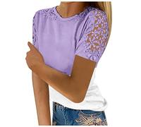 LUNULE Top Damen Sommer Damen Oberteile Elegant Crop Top Pullover White Blouse Women Bauchfreie T-Shirts Musselin Bluse Damen Oversize Tankini Oberteil Durchsichtiges Oberteil Damen (Purple, XL)