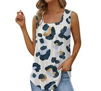 LUNULE Top Weiss Damen Spitze Trainingsshirt Damen Crop Tops Damen Set Einfarbig Sexy Weste Square Ausschnitt ÄRmellose Basic Falten T-Shirt Tanktops FüR Frauen (Blue, XL)
