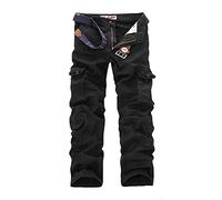 LUNULE Warehouse Deals Angebote, Jogginhose Herren Arbeitshosen Männer Stretch Einfarbig Cargo Hose Mit Gürtel Hochwertig Wanderhose Mit 8 Taschen Sport Hose Herren Sportkleidung Mann(Black,38)