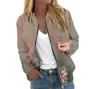 LUNULE Winterjacke Damen 3 In 1 Jacke Blumenmuster Coat Mit Reißverschluss Sommer Blouson Jacket Leichte Dünne Steppjacke Leicht(Dark Gray,L)