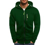 LUNULE Winterjacke Herren Hoodie Reißverschluss Einfarbig Langarm Kapuzenjacke Mit Oversized Sweatshirt Outdoor Sport Fleecejacke (Dark Green,3XL)