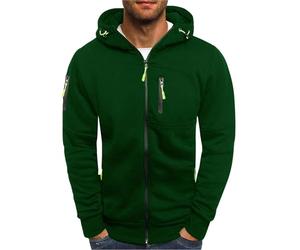 LUNULE Winterjacke Herren Hoodie Reißverschluss Einfarbig Langarm Kapuzenjacke Mit Oversized Sweatshirt Outdoor Sport Fleecejacke (Dark Green,3XL)