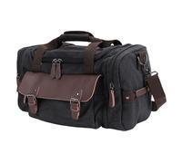 Luocute Reisetasche aus Segeltuch, 18,5 X 9,8 X 9,4 Zoll, Reisetasche für Übernachtungen, Große Tragetasche, Sporttasche für Männer und Frauen, Wasserdichtes Segeltuchgepäck für (Black)