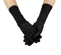 LUOFENG Muslimische arabische schwarze Handschuhe für Frauen, sonnenfeste Armabdeckung, Stickerei, lange Armärmel, volle Finger, arabische Hijab-Handhandschuhe