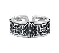 LUOFENG Verstellbare Retro-Kreuz-Ringe für Herren, Hip-Hop, Punk-Stil, Schmuck, stabiles Kupfer-Design, einzigartiges Gothic-Accessoire