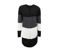 luohaibell Patchwork Damen-Pullover, Strick, warm, schick, Cardigan, Langarm, Mantel, lässig, Herbst, Winter, Bluse, Schwarz , Large
