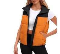 luohaibell Weste aus Baumwolle, für Damen, große Größe, modisch, gesteppt, ohne Ärmel, warm, Reißverschluss, kurz, schick, elegant, bequem, Herbst und Winter, B, 7X-Large