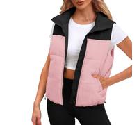 luohaibell Weste aus Baumwolle, für Damen, große Größe, modisch, gesteppt, ohne Ärmel, warm, Reißverschluss, kurz, schick, elegant, bequem, Herbst und Winter, A., 38