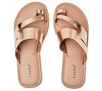 Luoika Flache Damen-Sandalen mit breitem Zehenring
