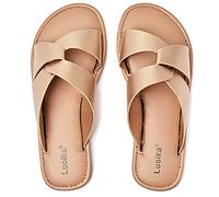 Luoika Flache Sandalen für Damen, breite Breite, Riemen, Slipper, elegante Sommerschuhe für Damen., Gold 901, 8 X-Wide