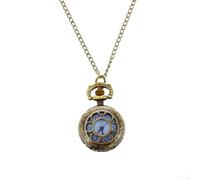 Luoilba Bronzefarbene Taschenuhr mit Floraler Textur und Hunter-Gehäuse, Taschenuhr für Damen mit Halskette