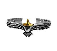 luoluoluo Damen Herren Adler Armband Vintage Persönlichkeit 925 Silber Feder Armband Altes Herrschsüchtiges Armband Edelstahl Offen Armbänder