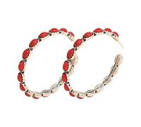 luoluoluo Ohrringe Ohrstecker Damen 925 Sterling Silber Vintage Western Türkis Zirkon Creolen Frauen C-förmige Türkis Ohrring Modeschmuck