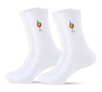 LUOWAN 2 Paar Aperol Bestickte Cocktail Socken, Tennis Socken 36-42, Aperol Spritz Damen