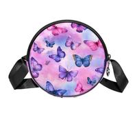 Luoweisi Rainbow Butterfly Crossbody Taschen für Frauen Trendy Circle Crossbody Umhängetasche Runde Handtaschen, Mehrfarbig 6, Einheitsgröße