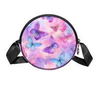 Luoweisi Rainbow Butterfly Crossbody Taschen für Frauen Trendy Circle Crossbody Umhängetasche Runde Handtaschen, Mehrfarbig 1, Einheitsgröße