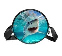Luoweisi Shark Sea Crossbody-Tasche für Damen, trendig, kreisförmig, Umhängetasche, runde Handtaschen, Mehrfarbig 2, Einheitsgröße