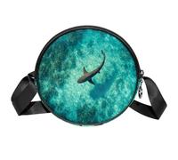 Luoweisi Shark Sea Crossbody-Tasche für Damen, trendig, kreisförmig, Umhängetasche, runde Handtaschen, Mehrfarbig 1, Einheitsgröße