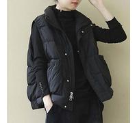 LUOY Damen Weste,Damen Daunen Steppweste Fashion Locker Kurz Schwarz Elastische Tasche Stehkragen Reißverschluss Steppweste Wattiert Winddicht Bodywarmer Ärmellose Jacke Wintermantel Weste,XL