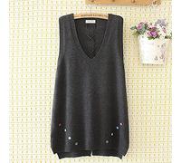 LUOY Pullunder Damen,Frauen Strickwesten Cami Pullover Einfarbig Große Bunte Knöpfe Verband Winter Herbst Lässig Lose Ärmellose Pullover Weste Pullover Tank Top,Dunkelgrau,4XL