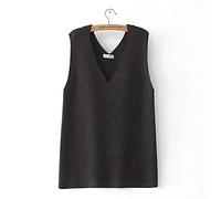 LUOY Sweater Vest,Frauen Strickwesten Cami Pullover Baumwollmischung Einfarbig Große Größe V-Ausschnitt Winter Herbst Lässige Lose Ärmellose Pullover Weste Pullover Tank Top Bluse,Schwarz,3XL