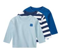 lupilu® Baby Langarmshirt, 3 Stück (50/56, Streifen/blau/hellblau) blau 50/56