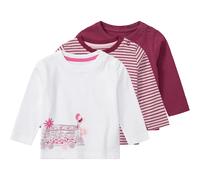 lupilu® Baby Langarmshirt, 3 Stück (62/68, bordeaux/weiß) rot 62/68