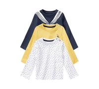 lupilu® Baby Langarmshirt 3er (74/80, weiß/gelb/marine) blau 74/80