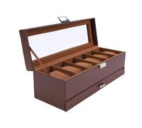 Luqeeg Uhrenbox für Herren, 6 Fächer 2 Ebenen Uhren-Display-Etui mit Transparentem Deckel Staubdicht Schmuckkästchen für Halsketten Broschen Aufbewahrung für Schmucksammlungen