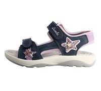 Lurchi Sandale Filia Kinder Gr. 28 Veloursleder, Leder, Textil Klettschuh Sterne Blau/Rosa