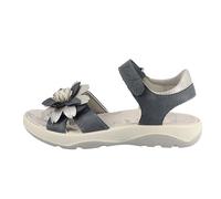 Sandale LURCHI "Flora", Mädchen, Gr. 25, jeansblau, Lederimitat, Glitzer, glänzend, festlich, Schuhe Sandale, Sandalette mit Blumenverzierung, Größenschablone zum Download (24861259-25) jeansblau