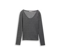 Denim Tom Tailor - Slim Fit Langarmshirt mit Glitzer-Effekt black glitter - Gr. - S
