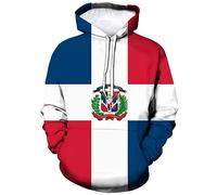 Lurhonp Dominikanische Republik Flagge Langarm Sweatshirt Pullover Hoodie, Mehrfarbig/Meereswellen (Ocean Tides), X-Large