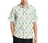 Lurhonp Herren Hawaiihemd Casual Button Down Kurzarm Aloha Shirts, Turtle Beige, L