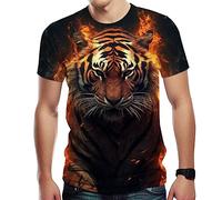Lurhonp Herren-T-Shirt, kurzärmelig, Tiger-Grafik, lustiges T-Shirt, Multi1, Klein