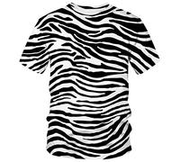 Lurhonp Herren-T-Shirt, Zebramuster, kurzärmelig, Zebra 02, L