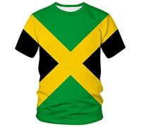 Lurhonp Jamaikanische Flagge, lässiges Kurzarm-T-Shirt, Jamaikanisch 01, Klein