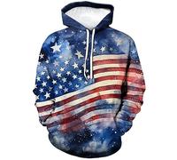 Lurhonp Kapuzenpullover mit amerikanischer Flagge, langärmelig, für Damen und Herren, Multi1, X-Large