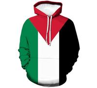 Lurhonp Kapuzenpullover mit Palästinensische Flagge, langärmelig, Mehrfarbig, XX-Large