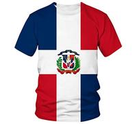 Lurhonp Kurzärmeliges T-Shirt mit Flagge der Dominikanischen Republik, Mehrfarbig, 3X-Groß