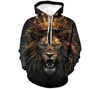 Lurhonp Lion Hoodie Lustige Grafik Langarm Sweatshirt Pullover für Herren, Multi1, XXX-Large