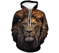 Lurhonp Lion Hoodie Lustige Grafik Langarm Sweatshirt Pullover für Herren, Multi4, X-Large